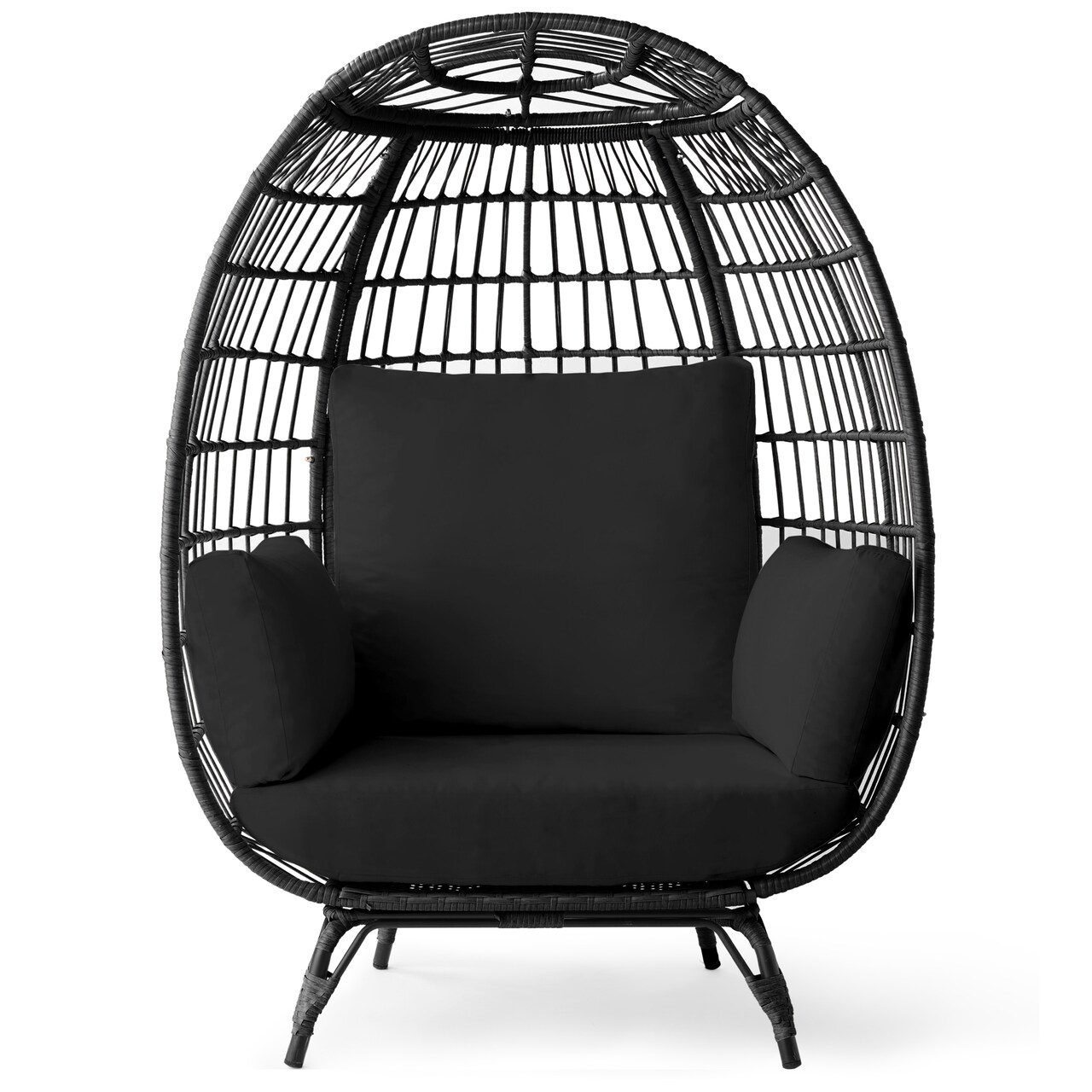 Best Choice Products Wicker Egg Chair Oversized Indoor Outdoor Patio Lounger w/ Steel Frame, 440lb Capacity